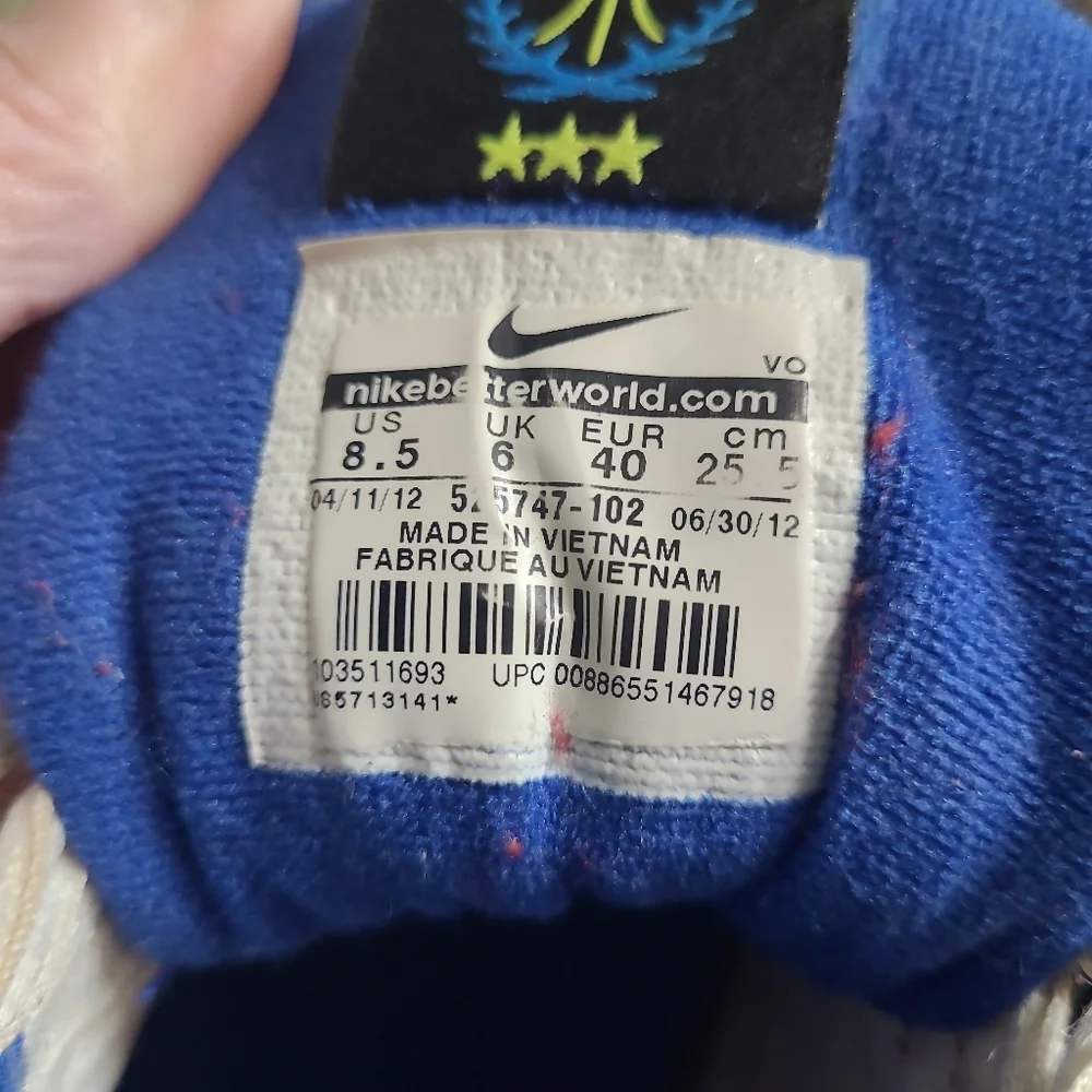 Nike Air Basketball Shoes White Blue Women’s Size 8.5 Athletic Sneakers